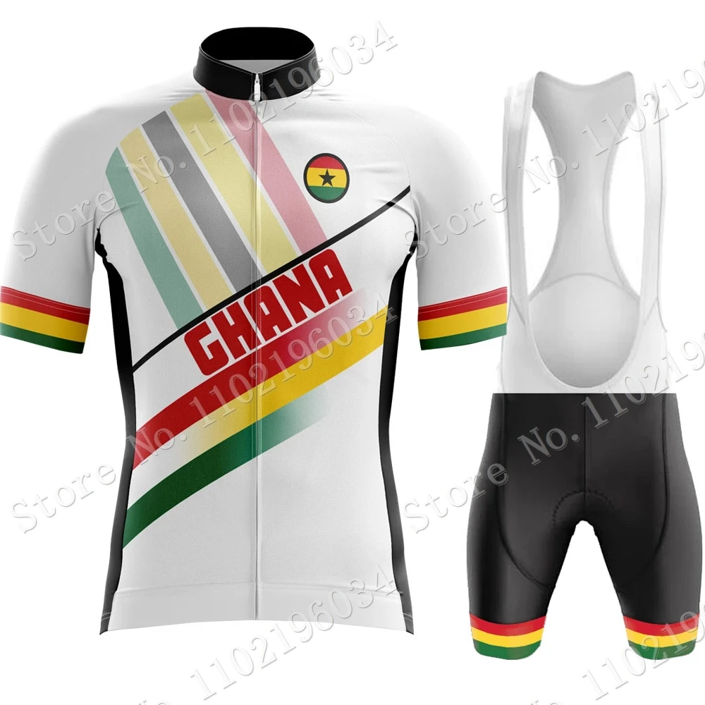 Ghana Team Cycling Jersey Set Short Sleeve Mens Summer White Clothing Road Bike Shirts Suit Shorts MTB Maillot Culotte