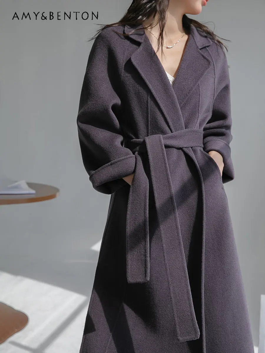 

Reversible Cashmere Coat Women's Mid-Length New Clothes Autumn and Winter Wool High-End Loose Oversized Woolen Overcoat