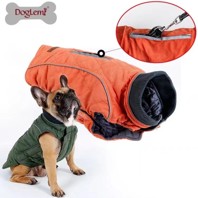 

Retro Dog Clothes Add Thick Autumn and Winter Warm Dog Vest Golden Retriever Bucket Reflective Vest Cotton Pet Clothes
