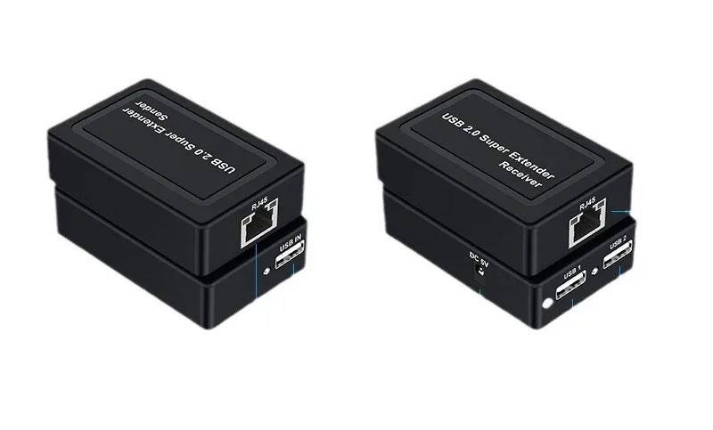 Real 2 Port USB 2.0 Rj45 Ethernet Extender Hub Adapter Over Cat5e Cat6 Network C