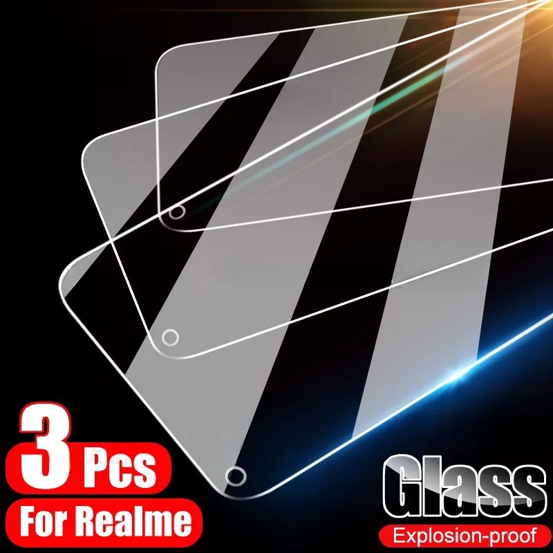 

3Pcs Screen Protector For Realme 9 8 Pro 9i 8i 8S Speed Protective Glass For Realme 7 6 5 Pro 7i 6i 6S 5i Screen Protectors