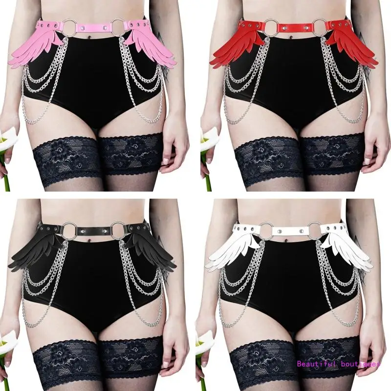 

Gothic Women Waist Strap for Women Wings Decor Body Chain with Adjustable Chain DropShip