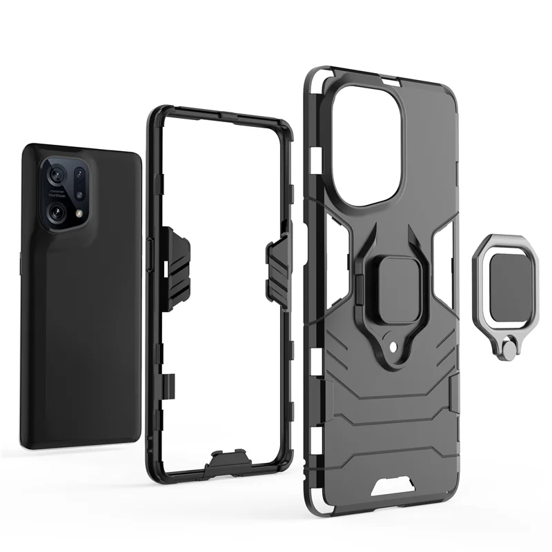 Für Oppo Find X5 X3 Pro Neo Lite Hybrid-Hart-PC + weiche TPU-Rüstung, Anti-Drop-Hülle, drehbarer Ring-Ständer-Halter-Abdeckungsschale_voghion.com