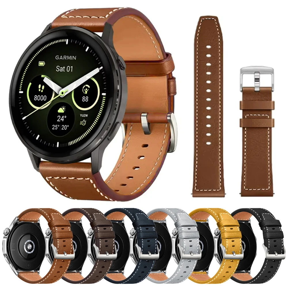 Elegant Leather Watch Band - 20mm/22mm Adjustable Strap in Premium Design