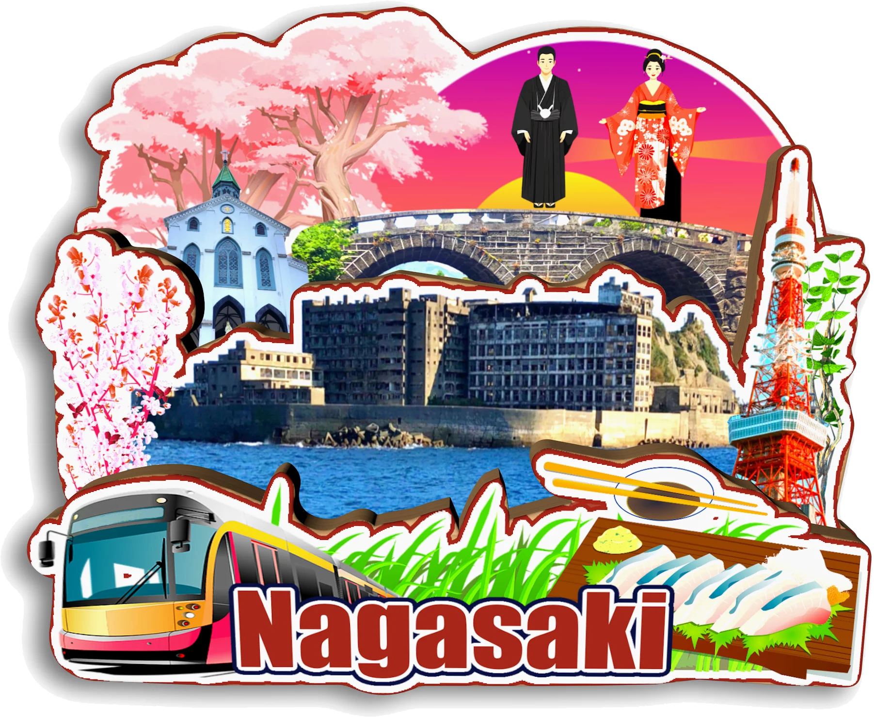 Takamatsu Toyama Nagasaki Gifu Miyazaki Nagano Takayama Nara Otsu Japan Fridge Magnet Travel Souvenir Gift