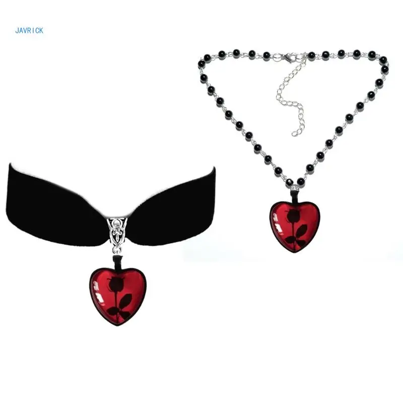 

Fashionable Beaded Necklaces Heart Shape Pendant Necklaces Chain Necklace Jewelry Party Jewelry Gift for Men Women Girls