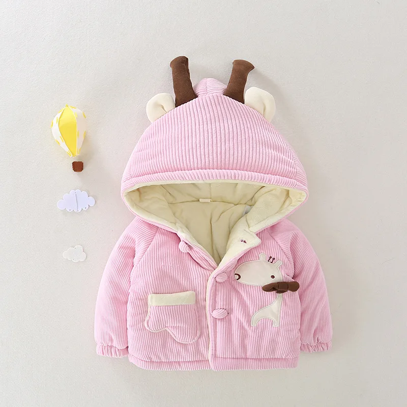 New Baby Winter Clothes Warm Fleece Kids Cotton Coat Cartoon Boy Girl Jacket Toddler Children Costume Overalls Born Snowsuit