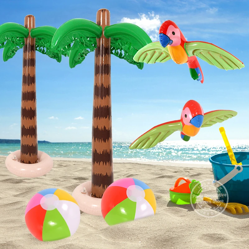 Hawaiian Coconut Palm Tree Balloon Inflatale Tropical Bird Ball Flamingo Summer Beach Birthday Party Decor Supplies Luau Wedding