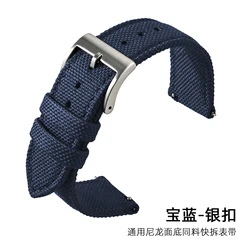 Universal Quick Release Nylon Watch Strap - Breathable Waterproof Canvas Sport Band - 22mm (Royal Blue S Clasp)