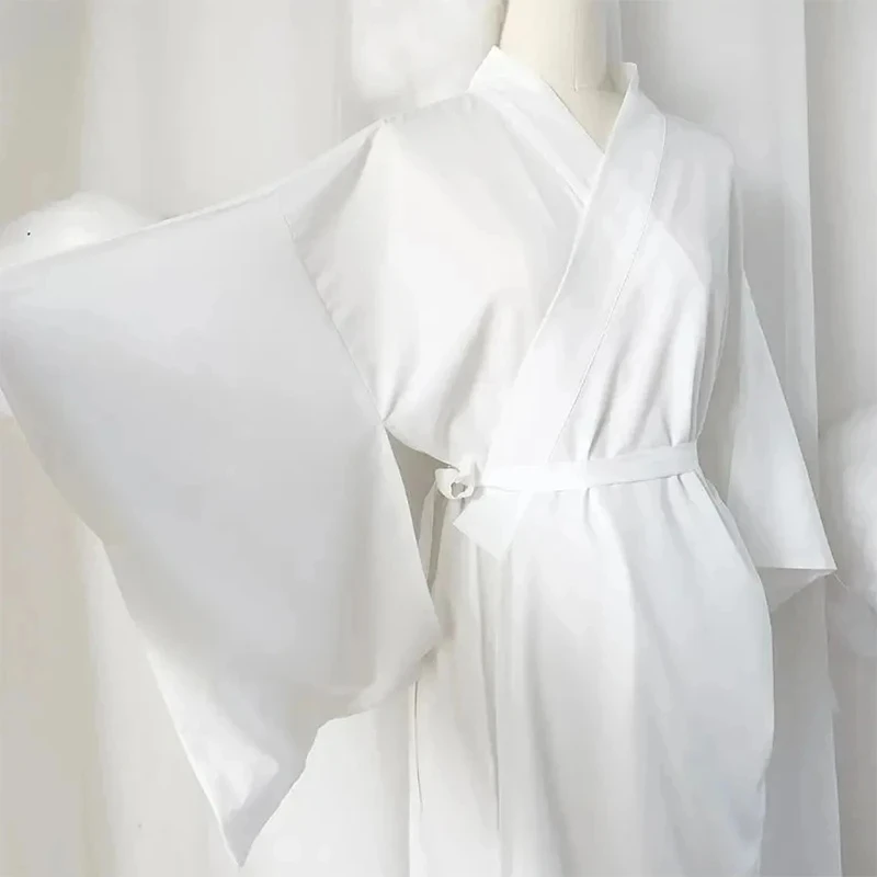 Women Traditional Japanese Kimono Juban White Yukata Dress SLong Robe With Belt Gown Haori Kimonos Inner Wear Accessories
