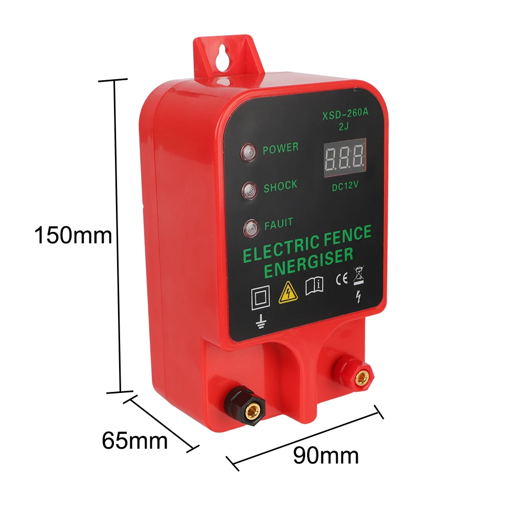 Electric Fence Energizer Voltage Display Electric Fence Energizer LCD 10KM Waterproof High-decibel Alarm Livestock High Voltage Pulse Controller