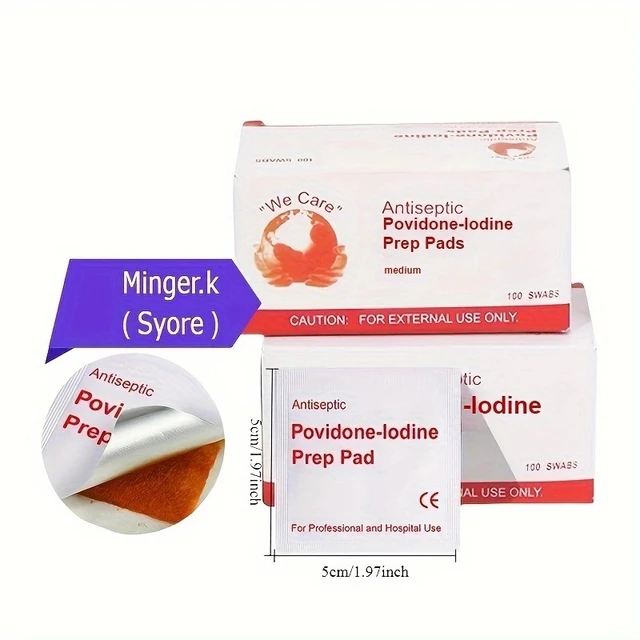Sterilize and Clean Cuts and Scrapes with 100pcs/20pcs Iodine Disinfection Cotton Pads for Home or Travel 4