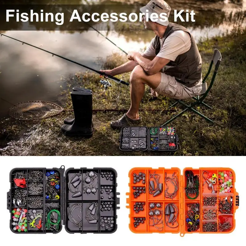 

Набор рыболовных крючков 257 шт., набор для ловли окуня, искусственное рыболовное снаряжение и оборудование с крючками, весы, Вертлюги для