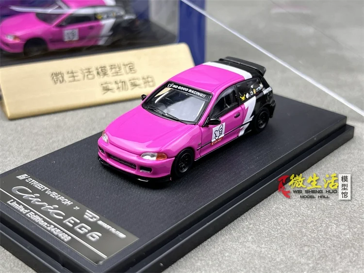 

Новое поступление, уличное оружие 1/64 Civic EG6 No Good Racing, розовое литье под давлением в коллекции 2023, подарок, масштабная модель автомобиля