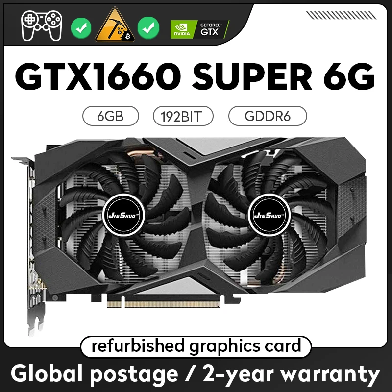 JIESHUO NVIDIA GTX 1660 супер 6 ГБ игровая видеокарта GDDR6 192BIT GPU gtx1660 супер 6g поддержка ПК настольного видео офиса 1660 s