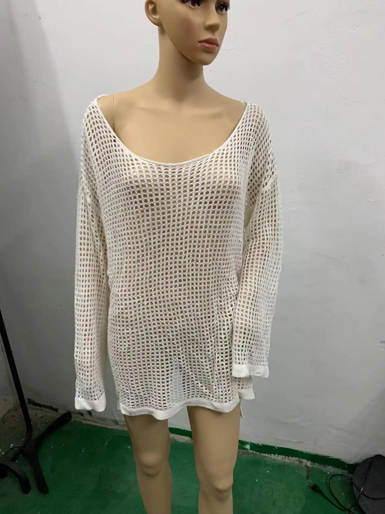 2024 Women White Swimwear Dress Knitted Cut Out Transparent Crochet Dresses Sexy Bikini Cover Up Swimsuit Beachwear Hot Sales