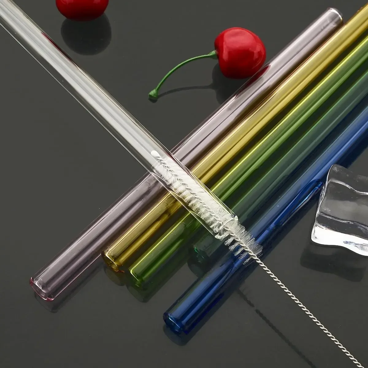 Durable Reusable Glass Drinking Straws for Beverages and Cocktails