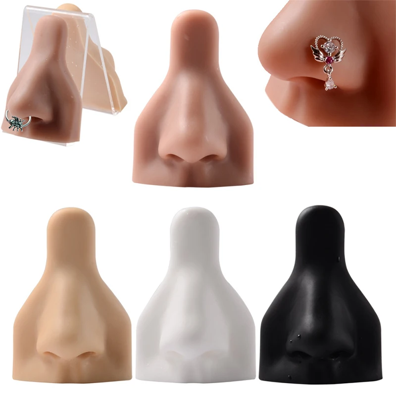 

1:1 Soft Silicone Nose Model Puncture Practice Jewelry Display Piercing Tools Nose Piercing Body Jewelry Stand Kit Accessories