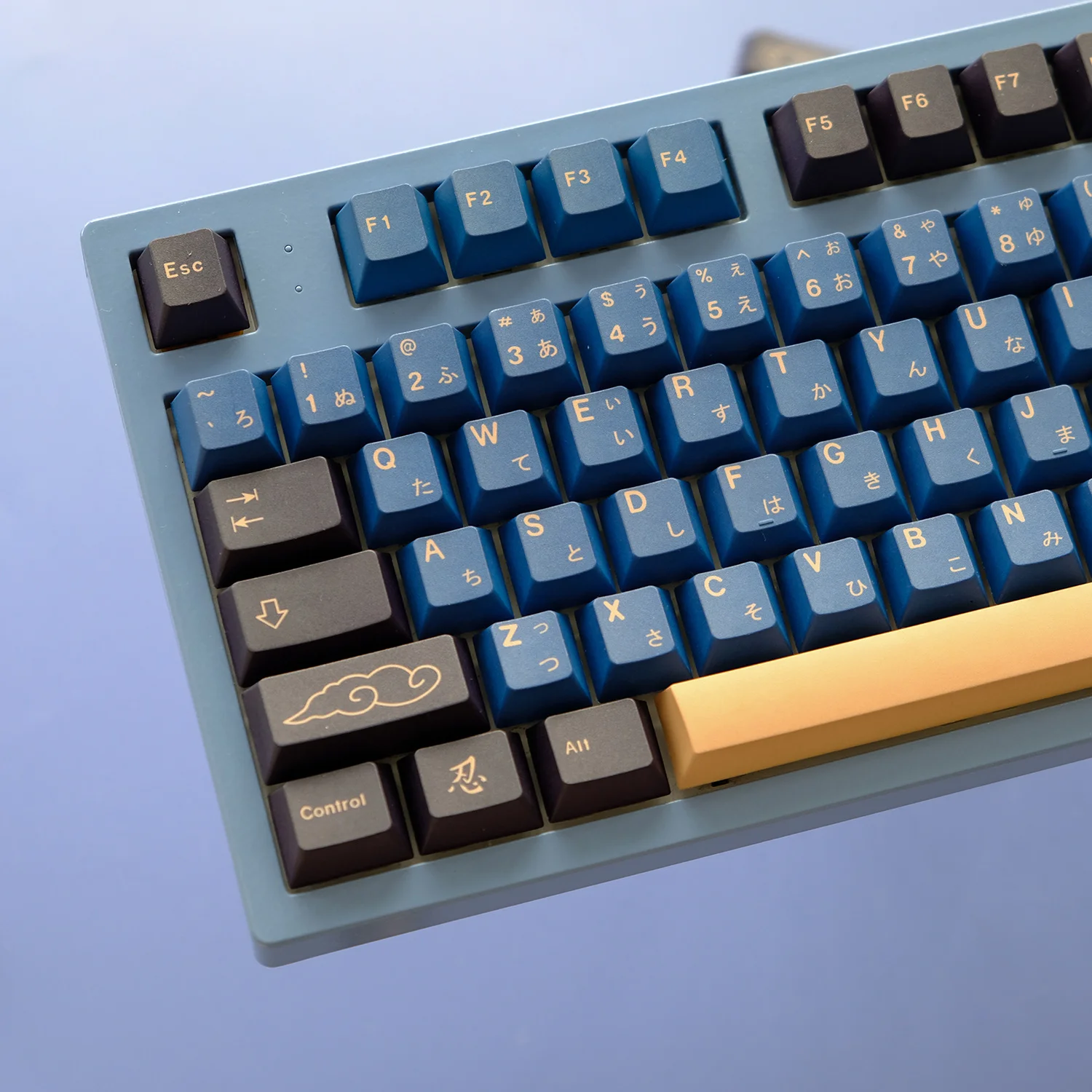 Gmk Samurai Azul Keycaps Grupo Pbt Tintura Subbed Perfil de Cereja Keycap para Keychron q2 65 75 Anne Gh60 Gk64 Poker 129 Chaves - Imagem 2