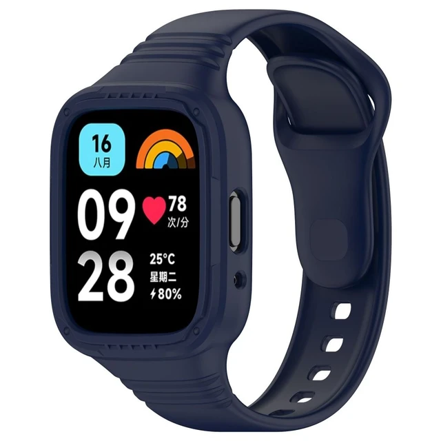 Wrist Case+Strap Silicone Strap Protector for Redmi Watch 3 Active Smart  Watch