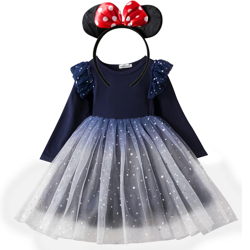 Cute Baby Girl Dress for 3-8Y Children Summer Minni Mouse Polka Dot Dress Girls Birthday Party Christmas Costumes for Kids Girl