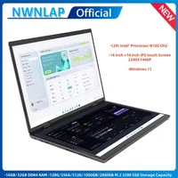 Dual Screen Laptop 14+14 Inch 2K Touch Screen Notebook 16GB Intel N100 CPU 360 Degree Flip Metal Case 2 in 1 Laptop Computer 1