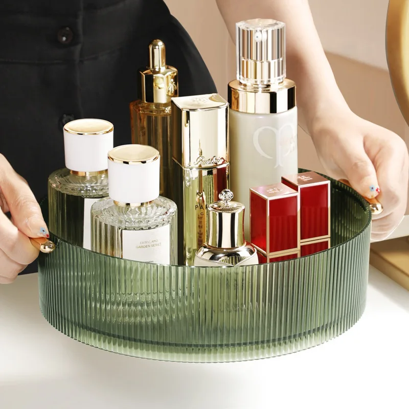 360 Degree Rotating Plastic Storage Tray Cosmetic Storage Box Brush Holder Cosmet Luxury Makeup Organiser Lipsticks Container 2