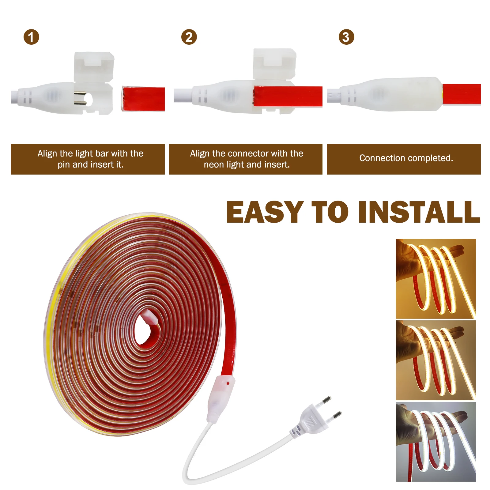 AC 220V COB Strip IP65 Waterproof 10CM Cut 240Leds/M S17402d7461d5415db6484763422a752dB
