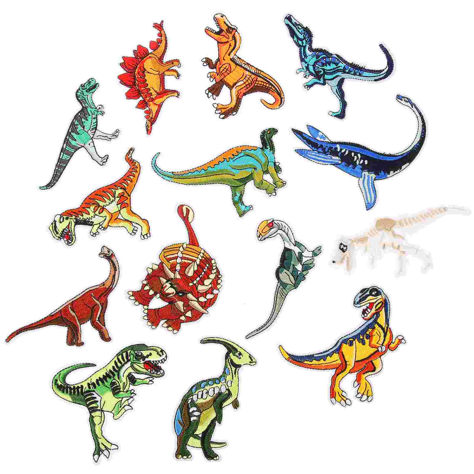 

14pcs Dinosaur Embroidered Applique Patches Cartoon Dinosaur Patches Lovely Embroidered Appliques