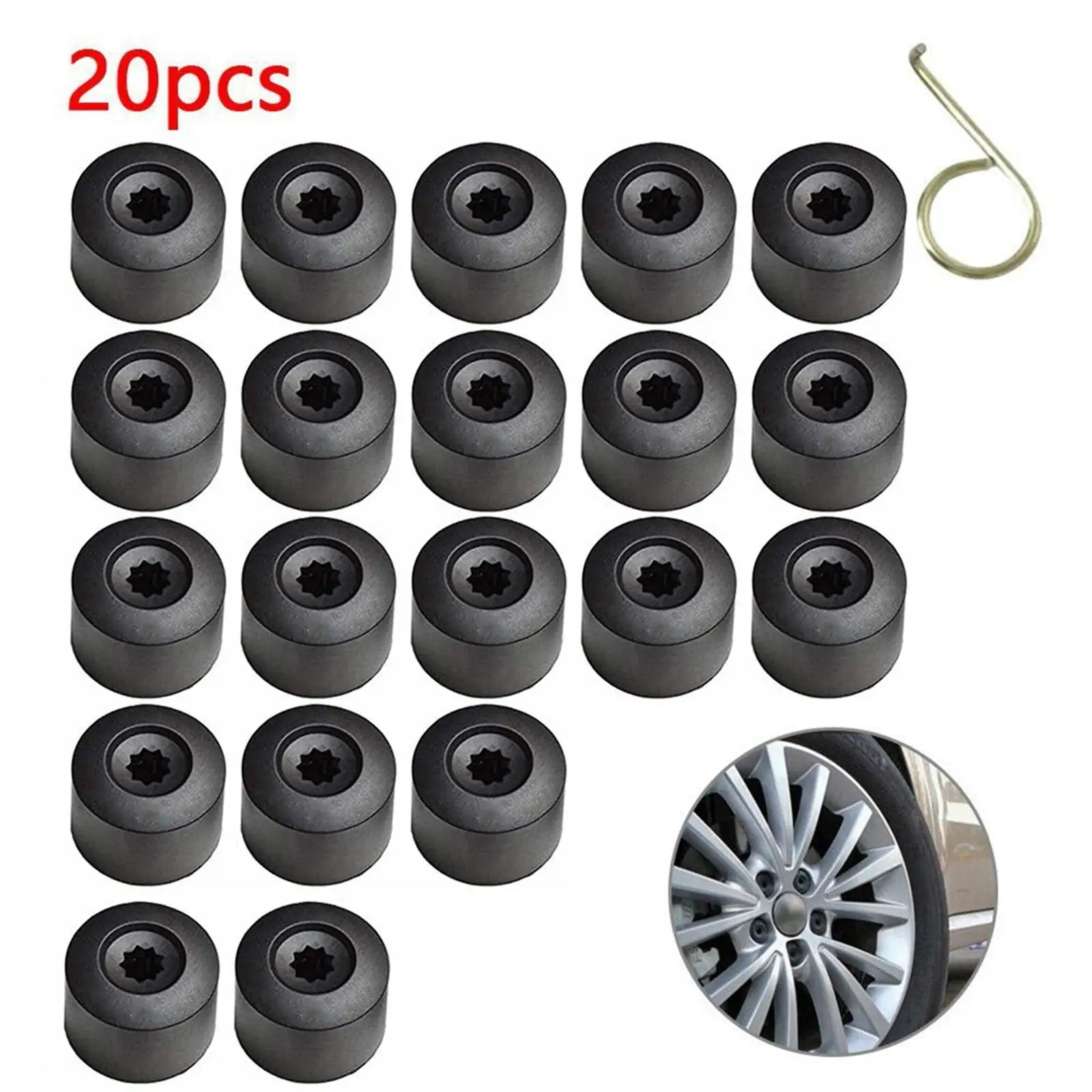 Zerodis Cache-écrou de roue 17mm 20 pcs 17mm Capuchons de