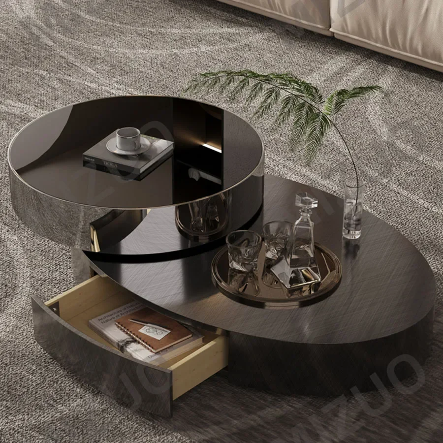 

Unique Living Room Coffee Table Modern Home Metal Coffee Table Platform Nordic Round Italian Luxury Glass Mesa Centro Home Decor
