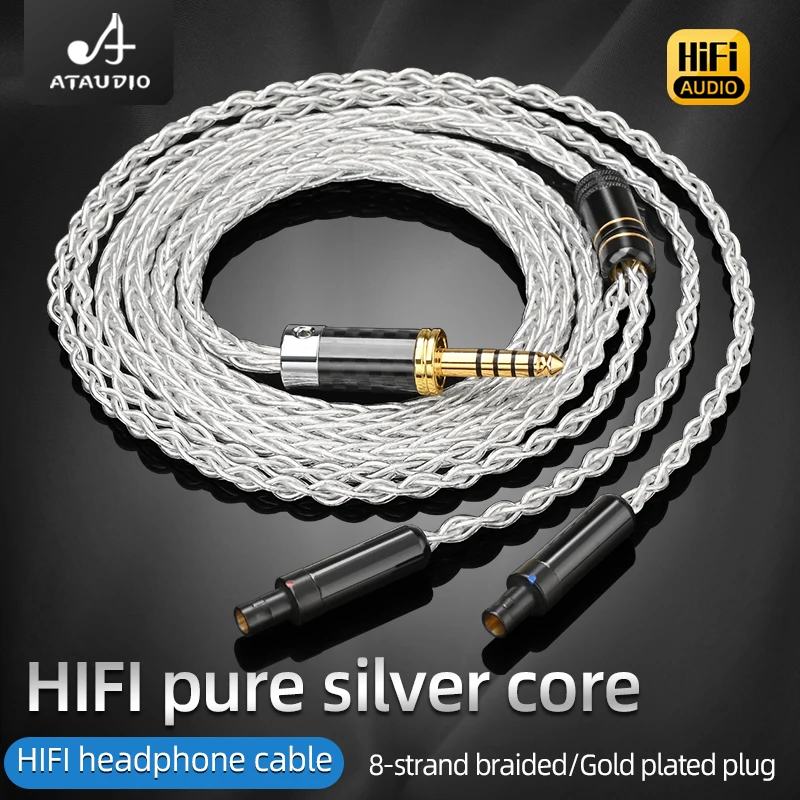 ATAUDIO HiFi HD800 Headphone Cable Pure Silver Core 3.5/2.5/4.4mm Balanced Earphone Cable for HD800 Headset