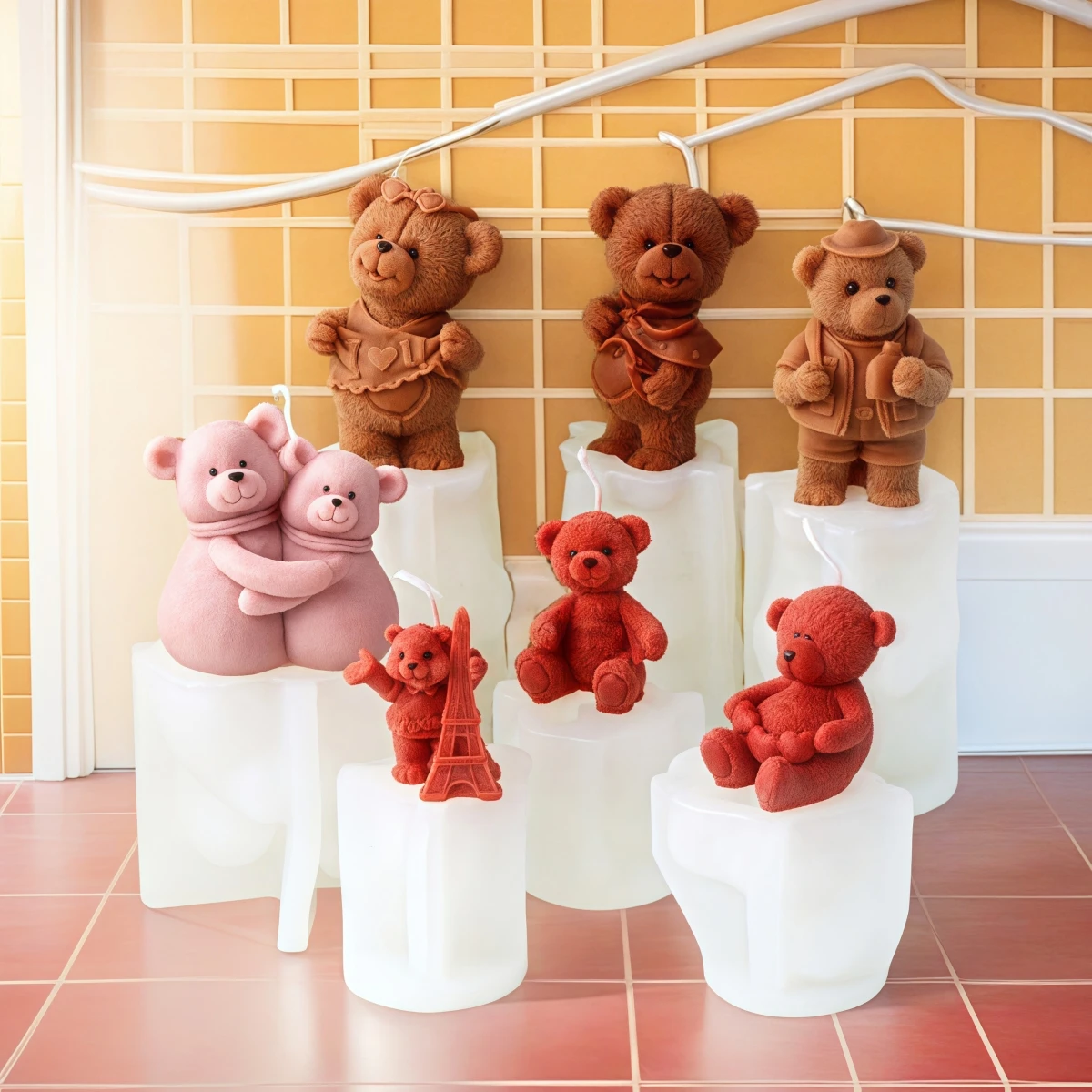 Cute Bear Candle Silicone Mold 3D Heart Teddy Bear Scented Candle Plaster Mold DIY Animal Epoxy Resin Molds Holiday Home Decor silicone mold silicone candle mold aromatherapy candle mold silicone candle molds candle mold