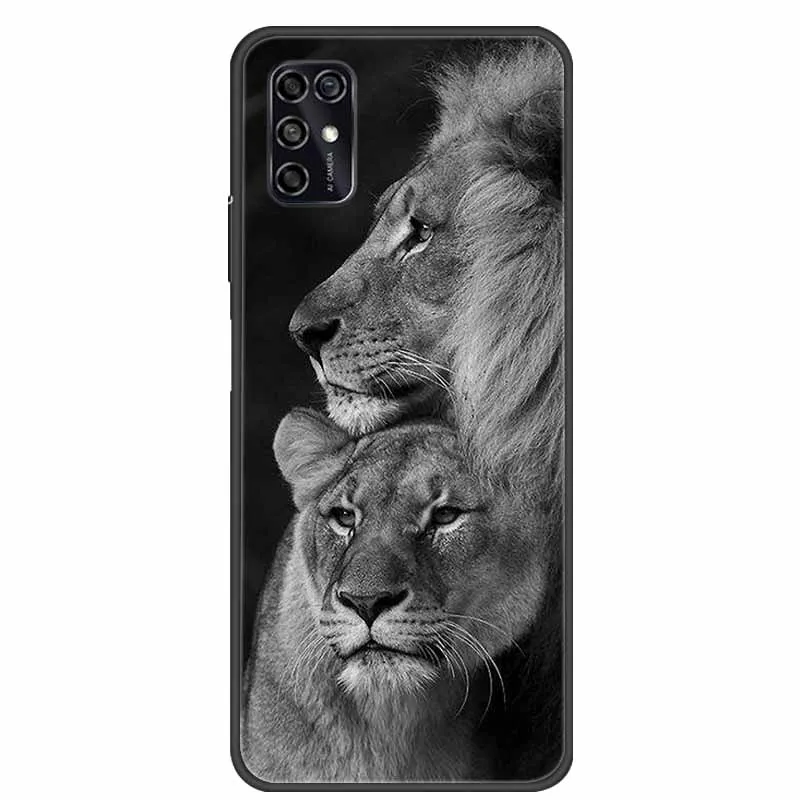 Black Silicon TPU Soft Phone Cover with Cartoon Design