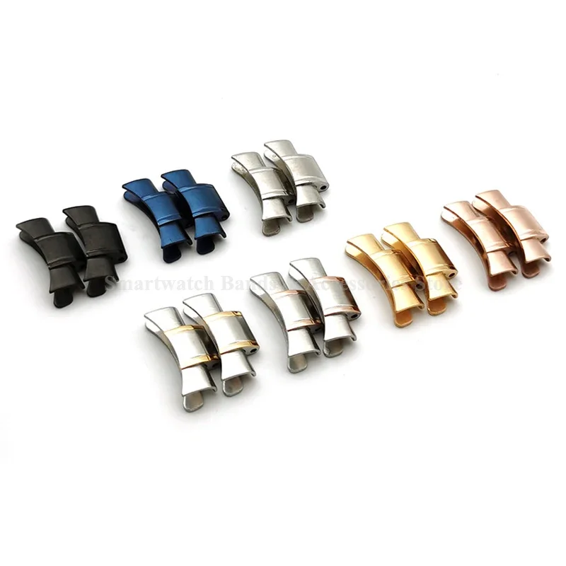 Elegant Stainless Steel Curved End Watch Bracelet with Metal Folding Buckle