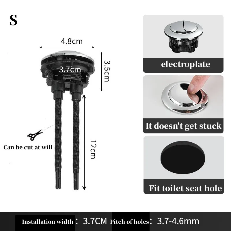 Pulsante Doppio Scarico Per WC 38mm | Valvola Cassetta Risparmio Acqua In ABS 48mm (Diametro Esterno) - 4
