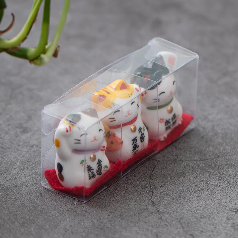 Japanese Ceramic Daruma Crafts Cartoon Lucky Cat Fortune Ornament Landscape Home Decor Accessories Gifts Living Room Decoration