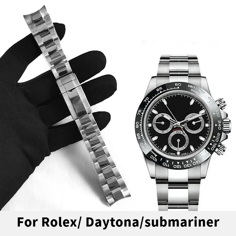 

Solid stainless steel strap for Rolex WatchBand Water Ghost GMT Submariner Daytona 20mm Watch strap men Bracelet Accessories21M