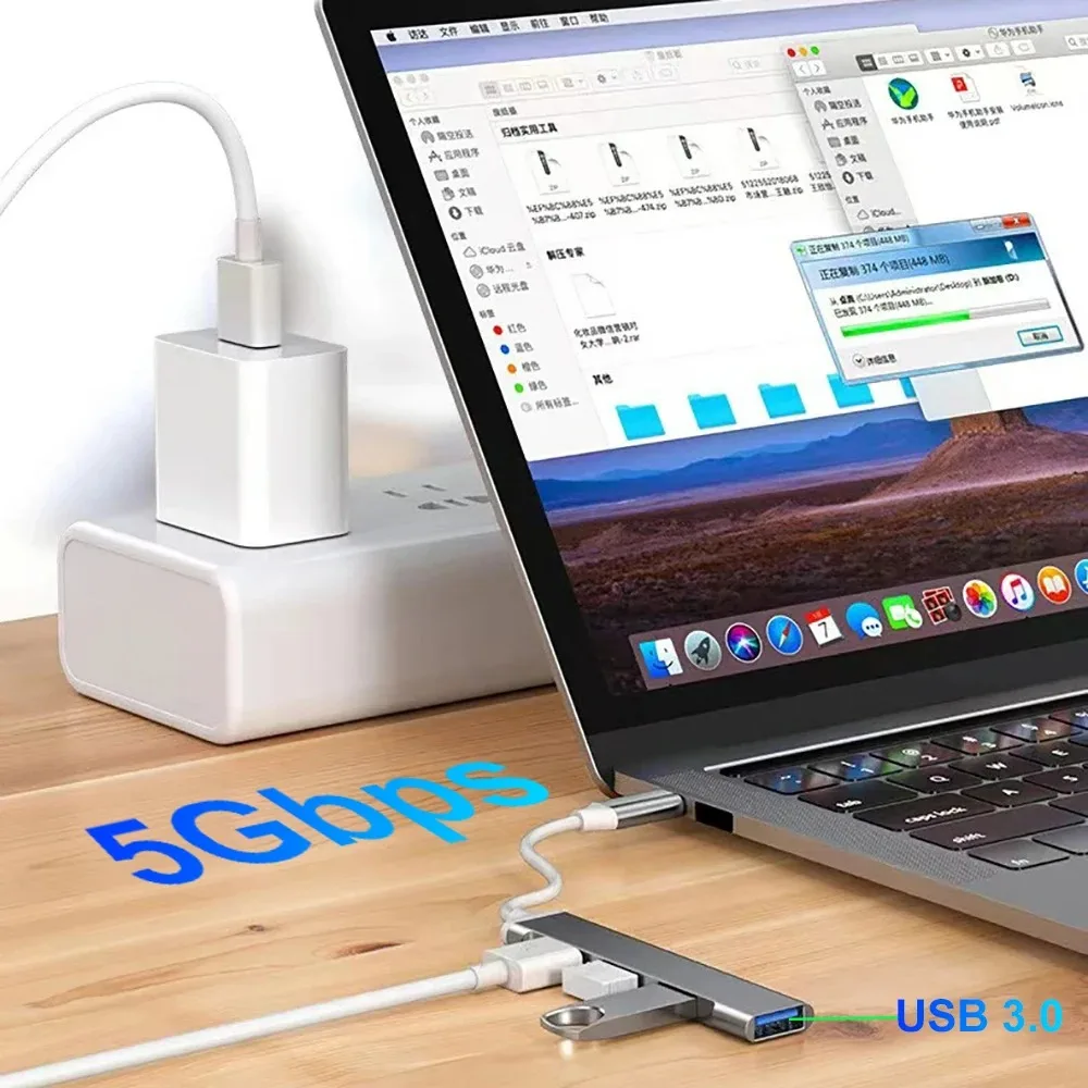 Enhanced USB-C Hub with 5-in-1 Functionality and 65W Power Delivery for Laptops and Accessories