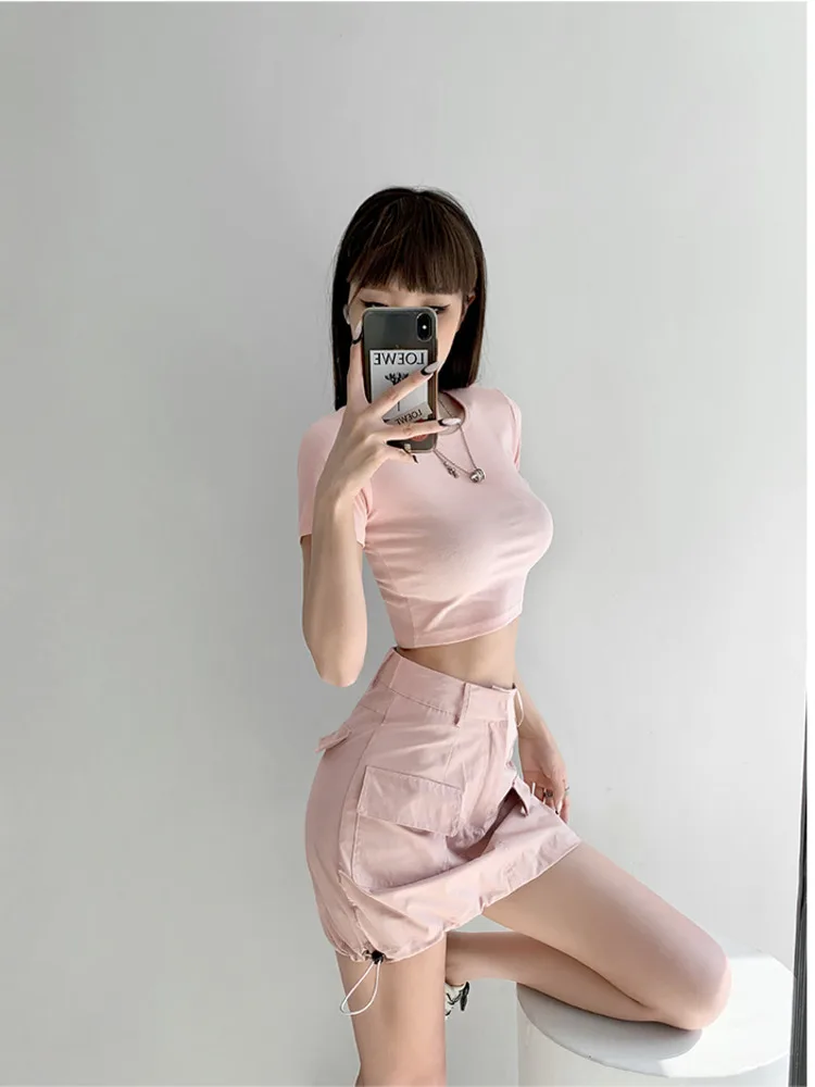 

WOMENGAGA 2023 Summer New American Retro High Waist Slim Wrap Hip A-line Short Skirt 2023 Work Half Skirt Women's Fashion BPBM