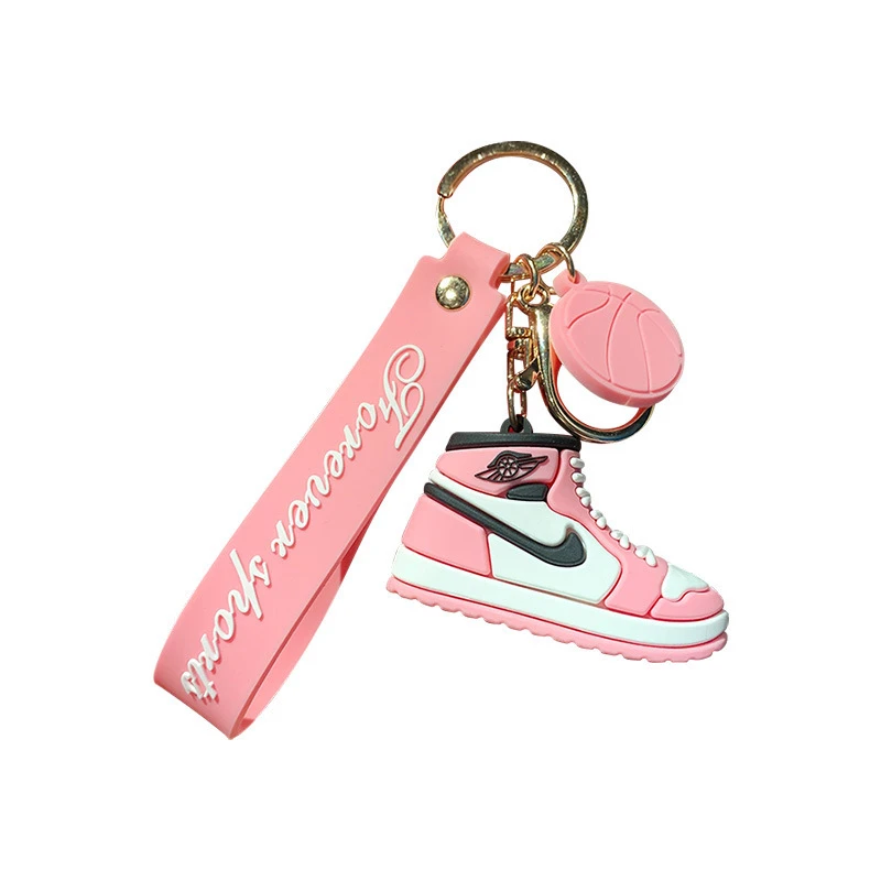 New Cartoon Man and Woman couples Basketball Shoes Keychain PVC Soft Rubber Car Key Ring Chain Bag Small Pendant Accessories 6