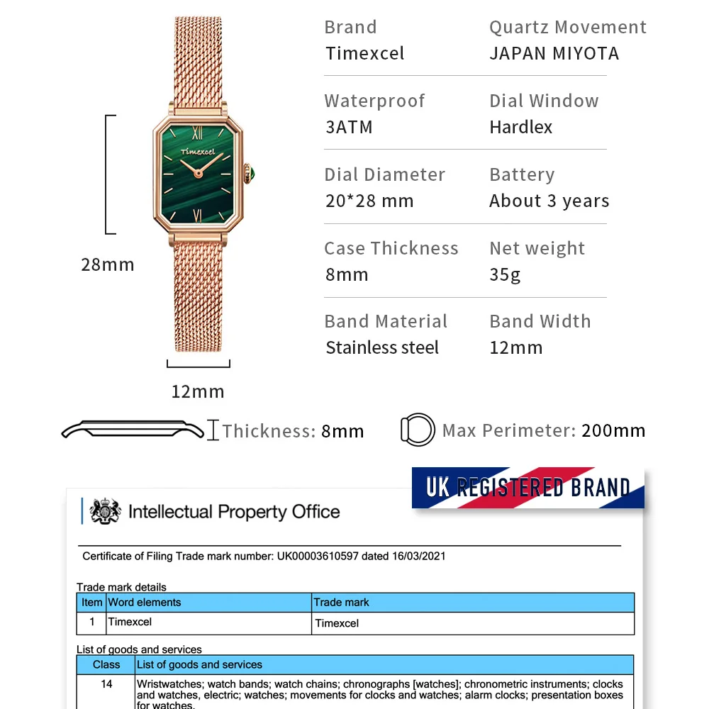 Top Brand Women Green Malachite Roma Vintage Ladies Wristwatches Drop shipping Stainless Steel Mesh Quartz Rose Gold Watches