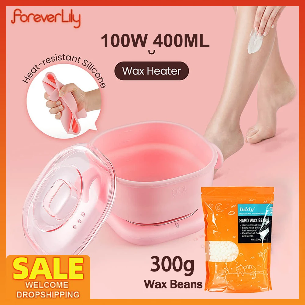 100W Scaldacera 400Ml Depilazione Fagioli Di Cera Melting Pot 300G Depilazione Ceretta Fagioli Per Corpo Spa Depilatore Ceretta Kit