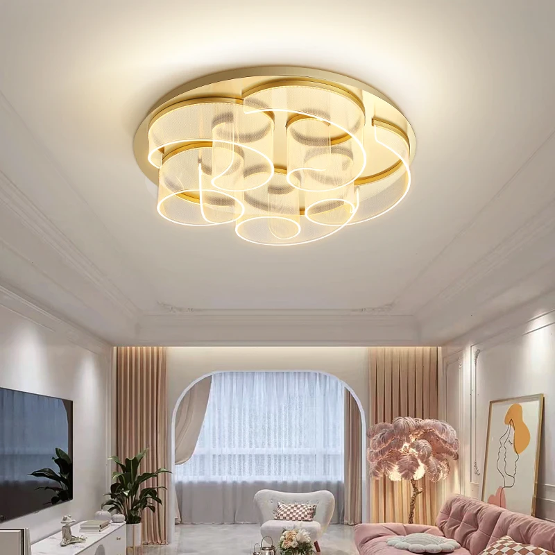 Lampadari moderni e minimalisti per soggiorno atmosfera Led lampada da soffitto con montaggio a incasso lampadario in oro per sala ristorante di lusso nordico