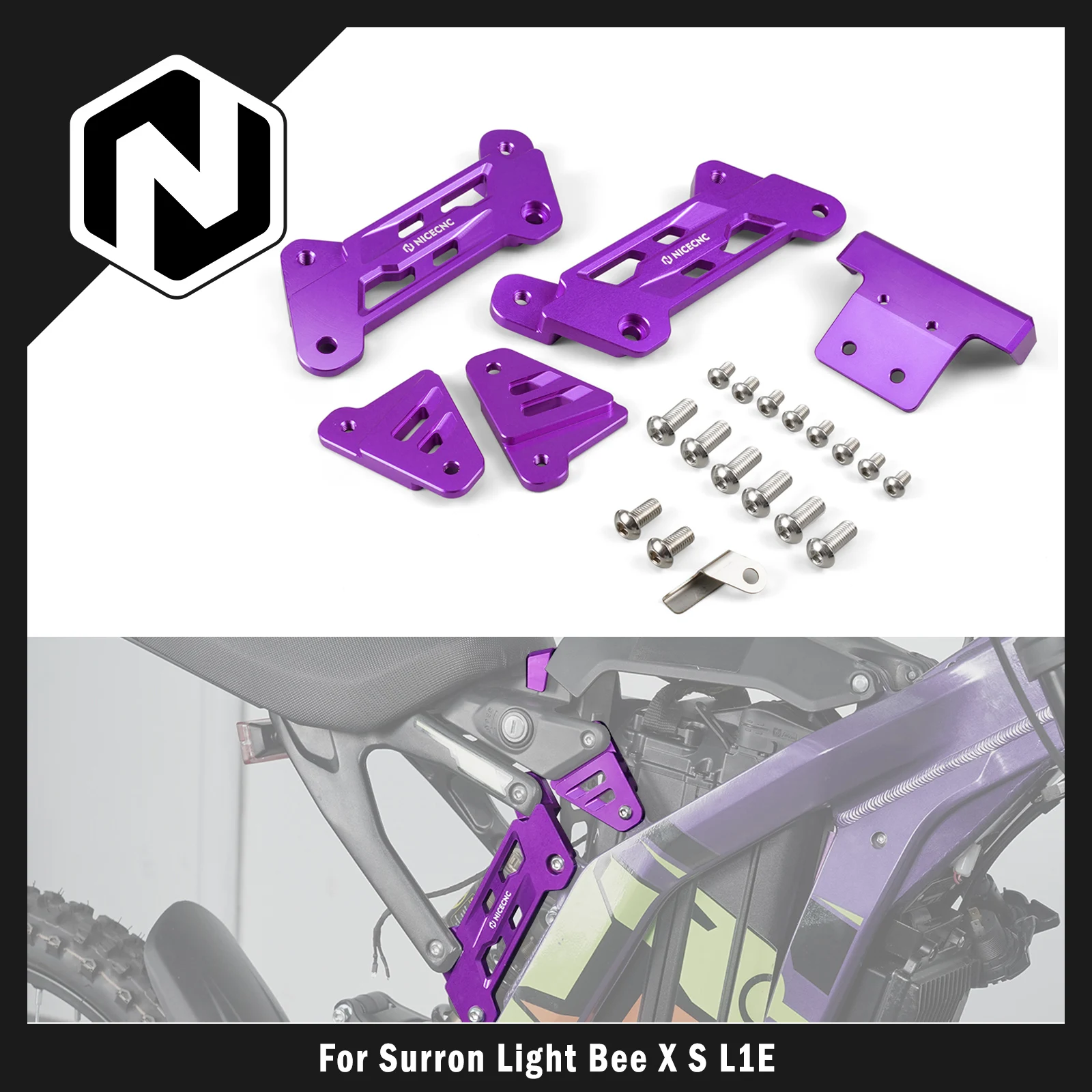 JESTOP Voetsteun steunbeugel, CNC Billet Aluminium Crossmotor Voetsteunstang, Motorfiets Voetsteunen Ondersteuning Brace Rest Voor Light Bee Sur-Ron X/S (zwart