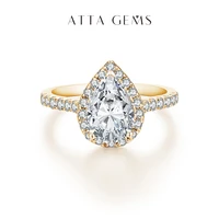 ATTAGEMS Pear Cut 2.0CT D Color VVS1 Luxury Moissanite Ring 925 Sterling Silver Pure 18K 14K 10K Gold Engagement Ring for Women 1