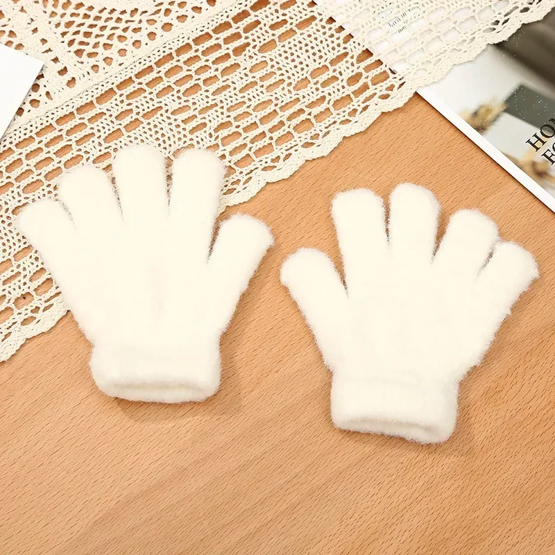 1 Pair Warm Furry Young Kid Gloves Sporty Simplicity Cold-proof Solid Split Gloves for Toddler Autumn Winter Warm Outdoor