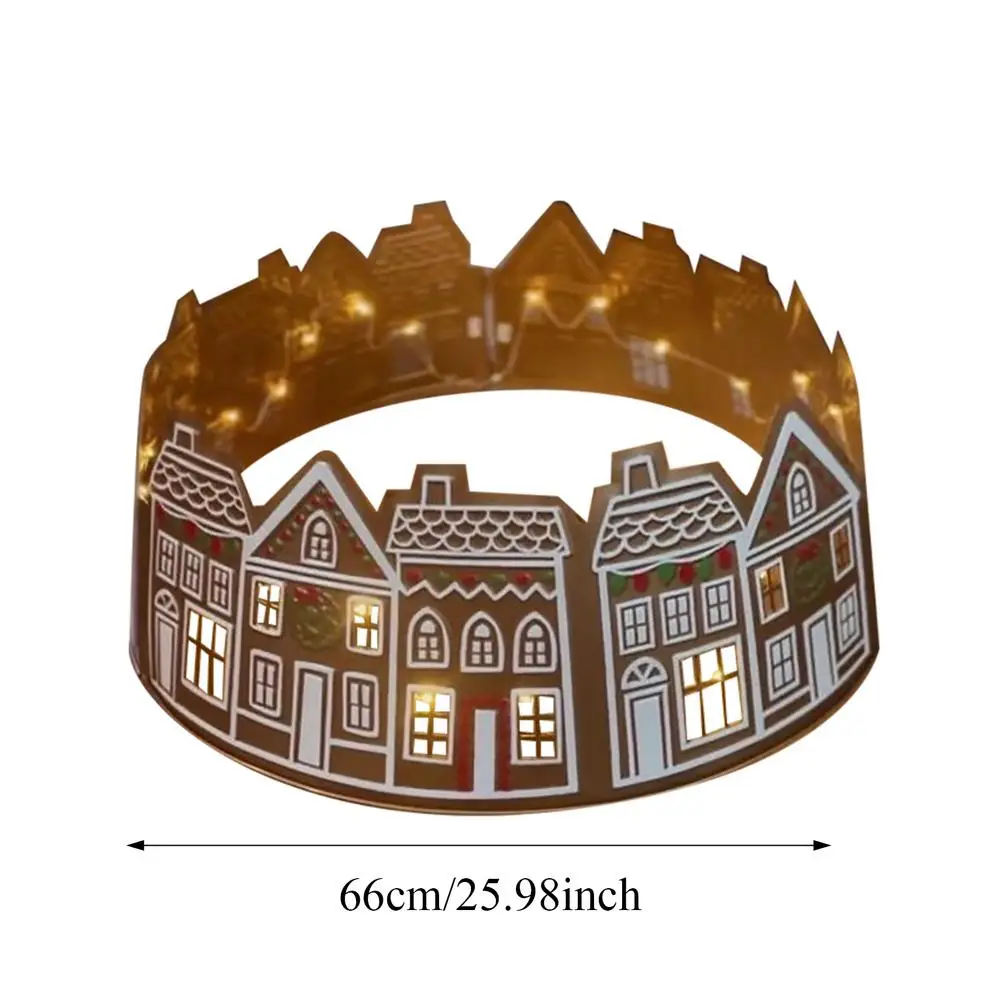 Description Picture 3 of item66cm/72cm LED Christmas Tree Collar PVC Gingerbread House Christmas Tree Skirt Base Stand 2025 New Year Party Decorations
