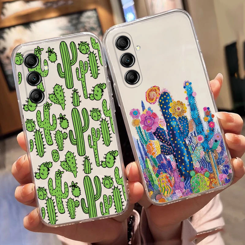 Phone Case Samsung Galaxy A56 A17 A07 A13 A14 A15 A25 A34 A35 A36 A54 A55 A06 A04S A24 Luxury Flower Plants Silicone Clear Phone Case