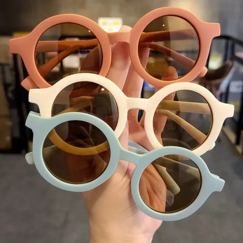 Round Children's Sunglasses Parent-child Frosted Glasses Decorative Runway Shades for Trendy Children's Sunglasses